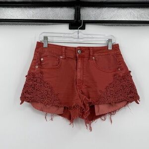 American eagle hi rise festival red laced shorts 8
